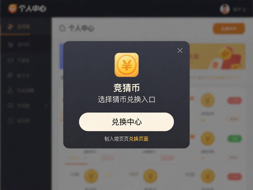 选择竞猜币兑换入口：在个人中心内，通常会有一个名为